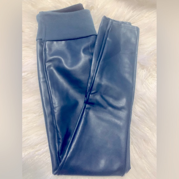 Assets by Spanx Blue Faux Leather Leggings - Picture 4 of 7